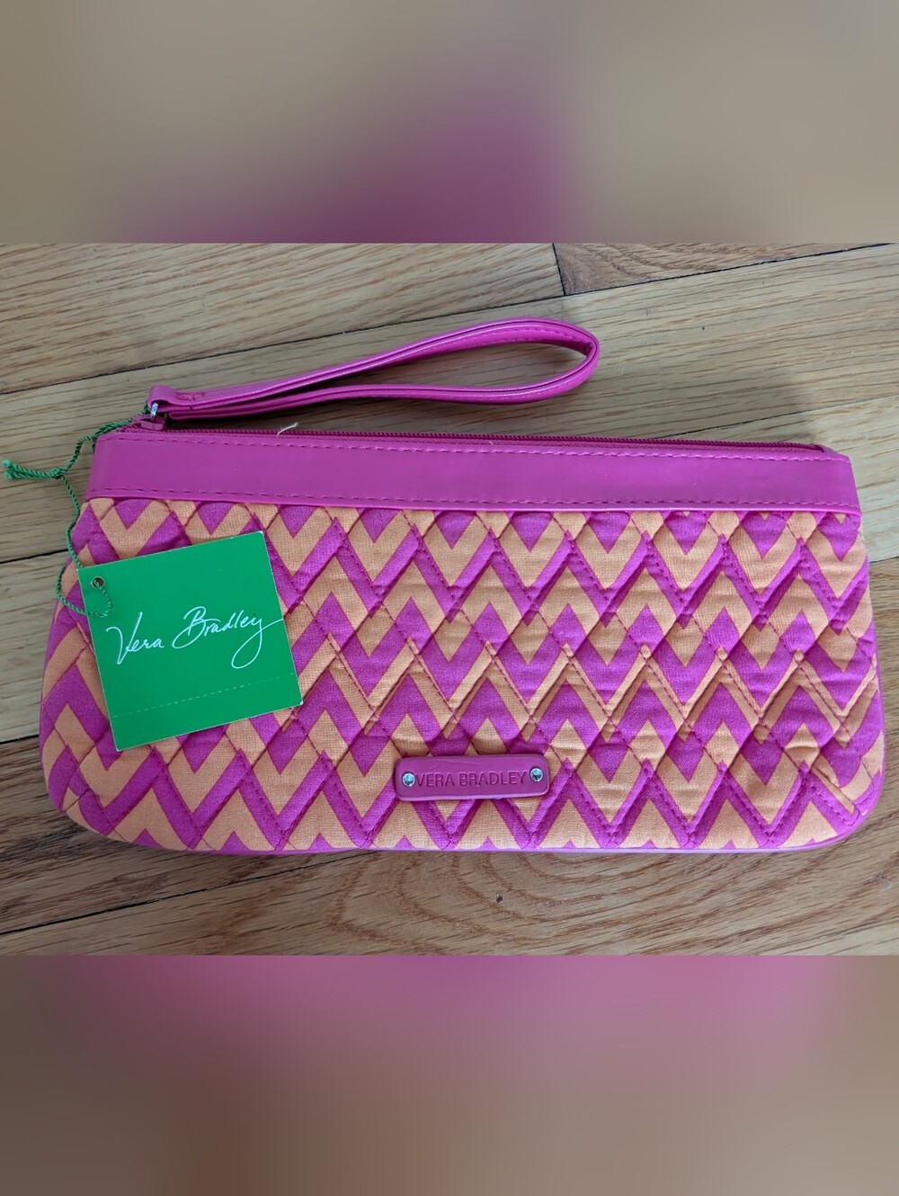 Vera Bradley Pink and Orange Chevron Wristlet Clutch